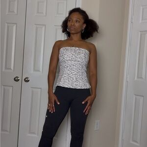 White Script Print Tube Top